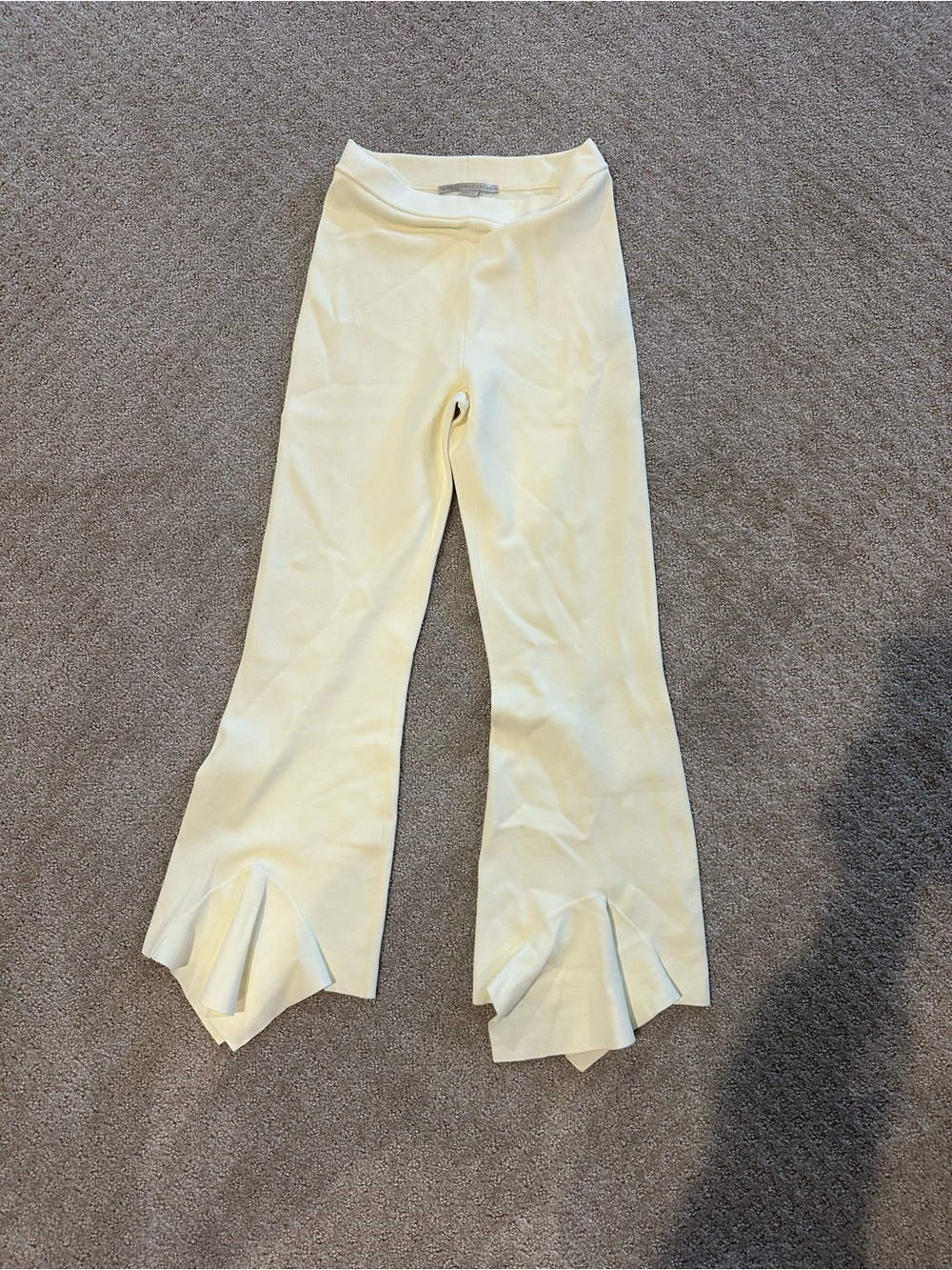 Stella McCartney Butter Yellow Ruffle-Hem Flare Leggings - NWOT